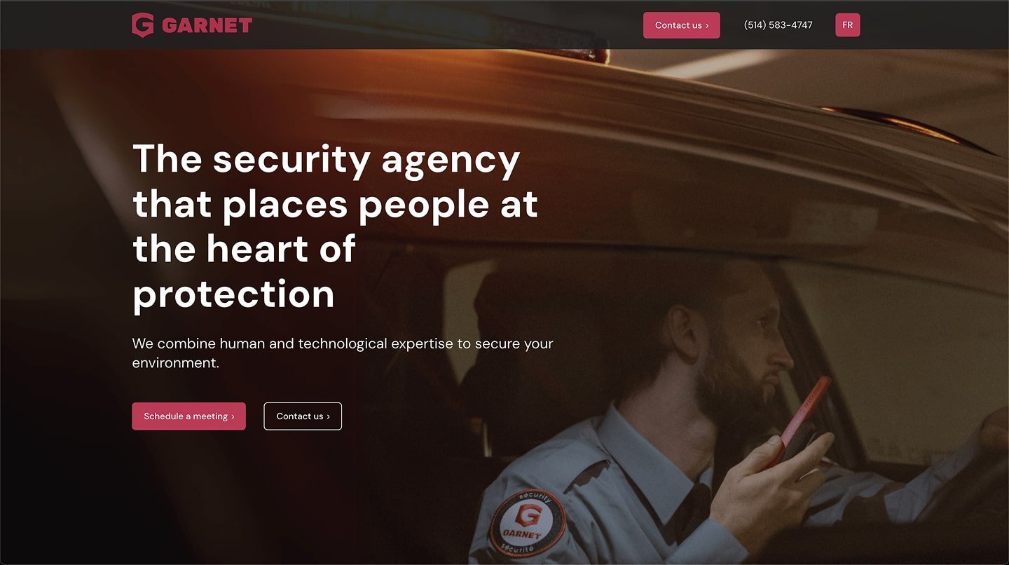 Wordpress website Securite Garnet