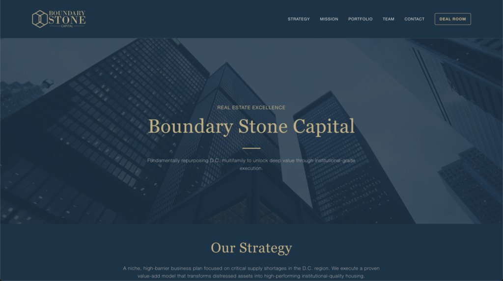 Squarespace website Boundary Stone Capital Real Estate