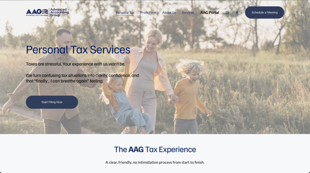 Squarespace website for Advanced ACC - tax and business advisors