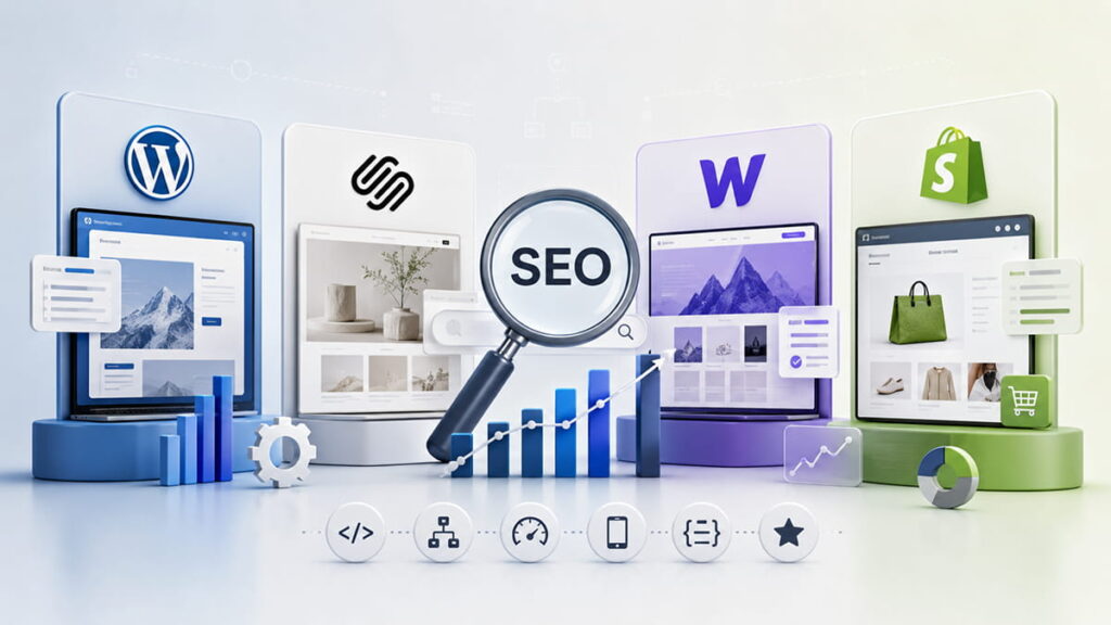 Best CMS for SEO in 2026: WordPress vs Squarespace vs Webflow vs Shopify